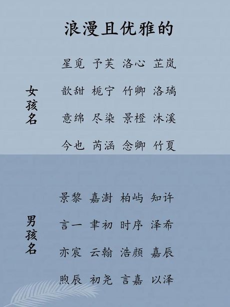 浪漫名字，浪漫名字百科大全